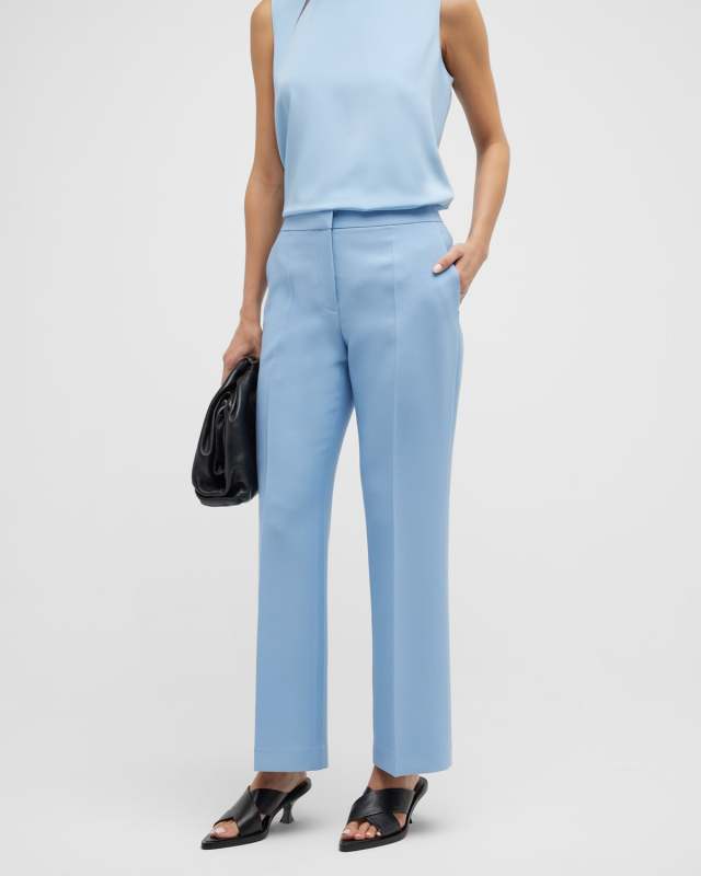 Gates Cropped Straight-Leg Crepe Pants